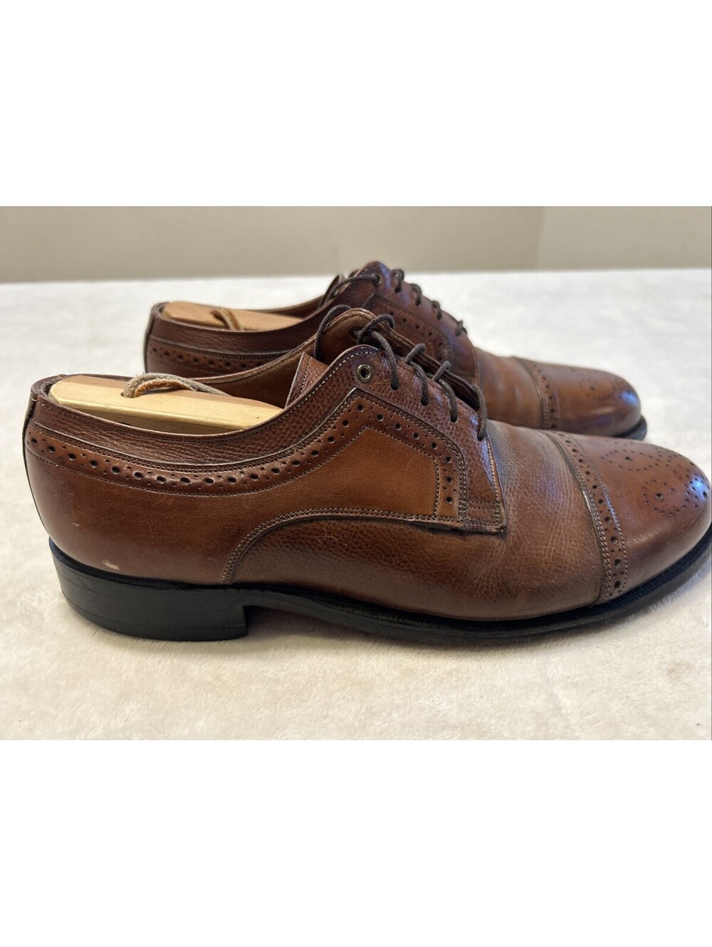 Johnston Murphy Men’s Shoes Size 8 D/B Brown Leather Cap Toe Longwing Vintage